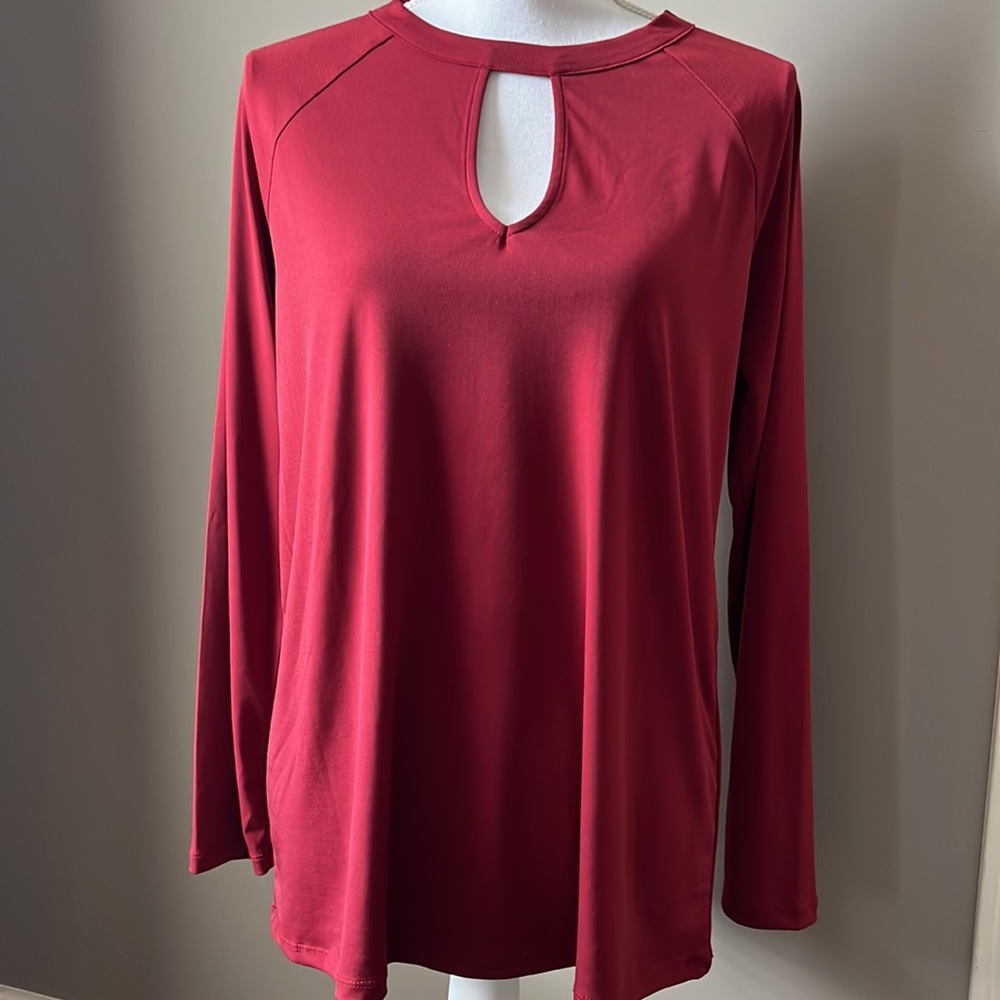 Grace blouse in Red with tear drop open front - Medium